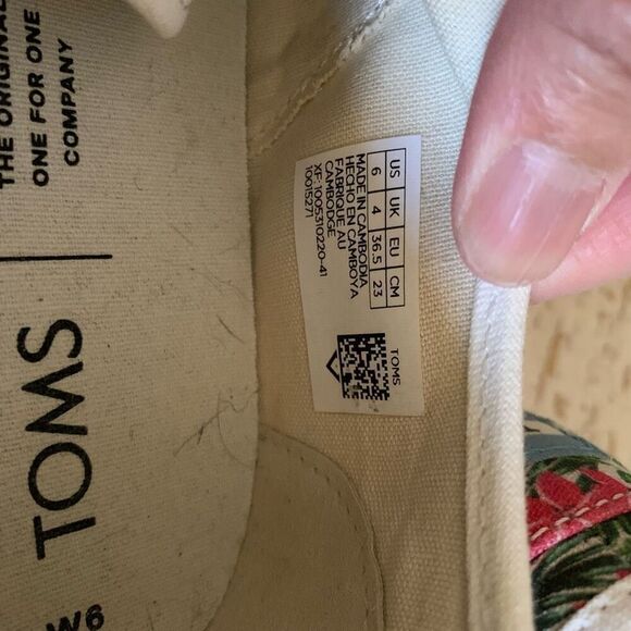 TOMS cordones Indio floral cancas sneaker womens - Picture 9 of 10